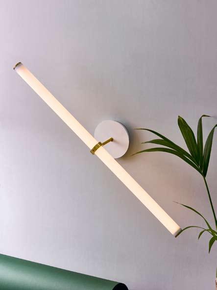 014 Wall Light Object Light object 014 is a wall fixture composed of an acrylic tube, brass and LED