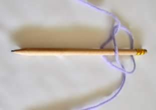 Pencil 2: Now take the right side yarn and pass it BELOW the