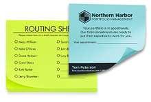 Post-it Notes come in 50 sheet pads Post-it Notes with Spot Color (black) Qty # of Pads 3x3 Yellow/Blue or White