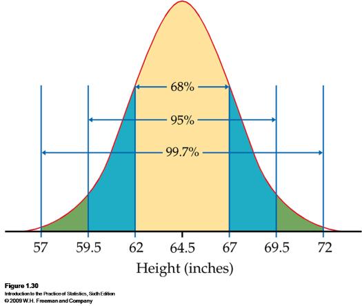 Example 3: Height of Young Women The height of young women aged 18 to 24 is approximately normally distributed with mean µ = 64.5 inches 
