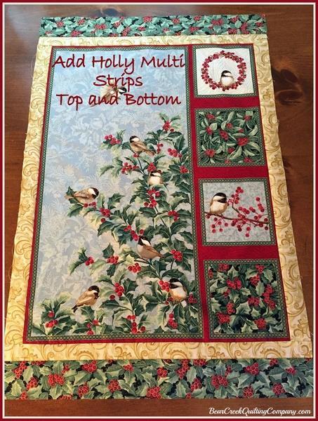 Chickadee and Berries Holly Multi - attach left and right border sides, press to set