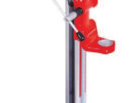 Exchangeable rack and guide rail Stable threaded connection between column and base plate Transport handle Lockable