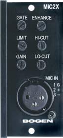 Microphone Input Module (MIC2X) Phantom 18 db to 62 db +0/-3 db, 10 Hz - 40 khz -75 dbv @ 52 db gain, -127 dbv EIN < 0.