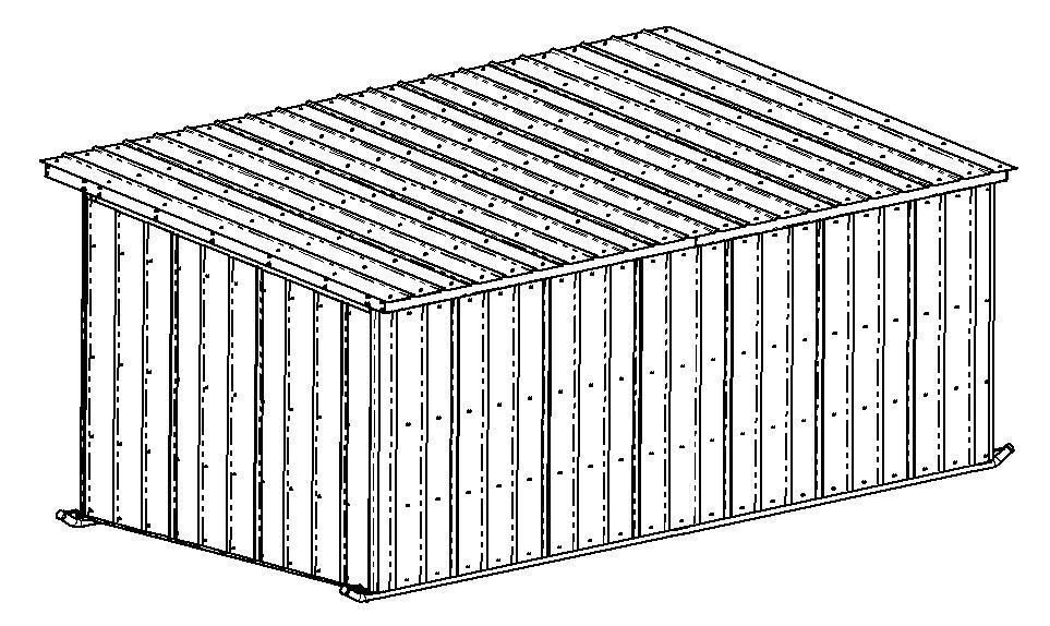 Roofing Steel Start at one end and overhang the 1 st sheet by ½ over the side edge of the shed. Drive screws through the steel and into the Roof Channels making sure to avoid the ribs.