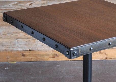 height standard, optional counter and bar height available 2 thick solid kiln dried hardwood Riveted trim or wood edge is