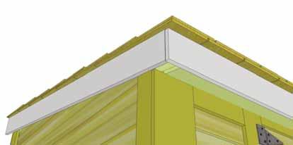 Place angle cut Side Facia underneath roof panel against Rafter/Facia Nailing Plate.
