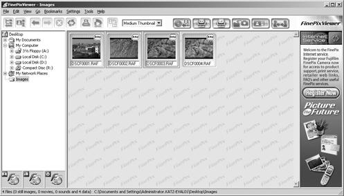 2 Viewing Converted Images CCD-RAW files can be viewed as thumbnail images in FinePixViewer. They can also be used in index printing.