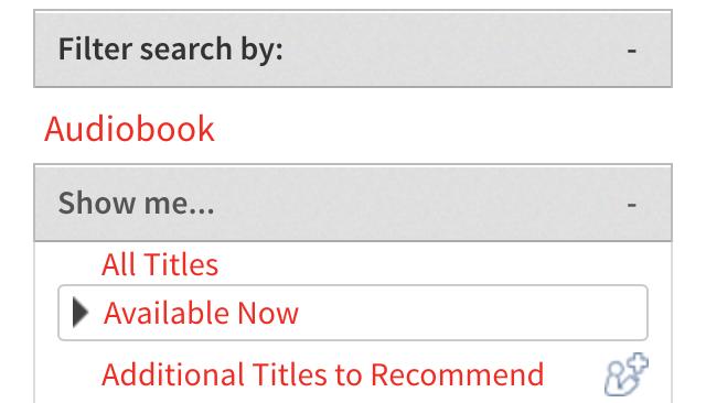 Make Your Choices On the next screen, enter your choices for the kind of audiobook you re looking for. The most important fields here are Title, Author/Creator, Subject and Format.