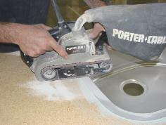Make sure to keep the sander level so as not to sand the substrate