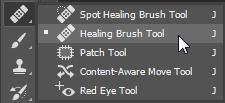 Healing and Patching More recent versions of Photoshop have some more advanced tools for touching up photos. The Healing Brush performs a similar function to the Clone Stamp tool.