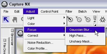 STEP 2: Blur the entire image Select Gaussian Blur from the Focus submenu in the Adjust menu.