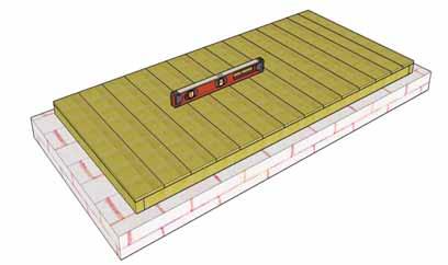 1. Lay Chalet Floor Section (1) (35 5/8 x 74 1/4 ) on a level foundation only.
