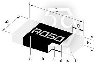 Construction & Dimensions Dimensions Chip 2512 (LRP) Type Size (Inch) L(mm) W(mm) T(mm) D(mm) LRP12 2512 6.40±0.25 3.20±0.25 0.70±0.20 0.90±0.