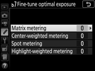 b5: Matrix Metering G button A Custom Settings menu Choose U Face detection on to enable face detection when shooting portraits with matrix metering during viewfinder photography.