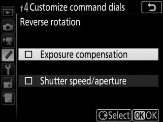 f3: Shutter Spd & Aperture Lock G button A Custom Settings menu Selecting On for Shutter speed lock locks shutter speed at the value currently selected in mode S or M.