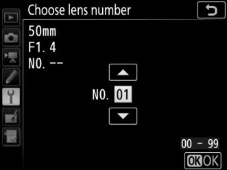 Option List saved values Description List previously saved AF tuning values. To delete a lens from the list, highlight the desired lens and press O (Q).