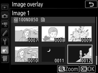 2 Select the first image. Use the multi selector to highlight the first photograph in the overlay. To view the highlighted photograph full frame, press and hold the X button.