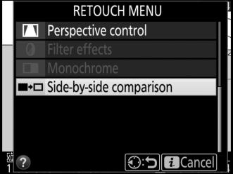 pressing i and selecting Retouch. 1 Select a picture. Select a retouched copy (shown by a & icon) or an original that has been retouched. 2 Display retouch options.
