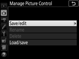 Creating Custom Picture Controls The Picture Controls supplied with the camera