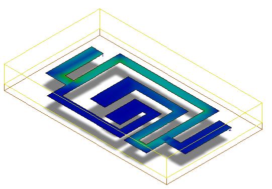 Fig. 6: Isometric view 3D view III. SIMULATION RESULTS The simulated results of a typical bandpass filter centered at 4.25 GHz are shown in figure 7. The insertion loss is about 0.