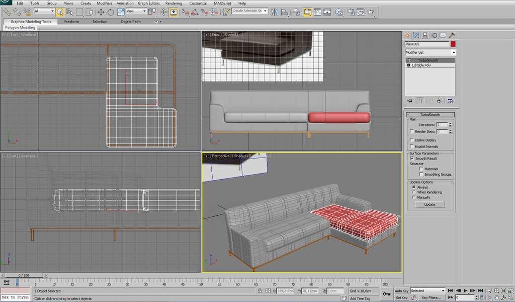 ) Figure 2: Preparation 3D model of virtual interior environment in CAAD software Figure 3: Preparation 3D model of virtual furniture environment CAAD software Subsequently, the models are imported