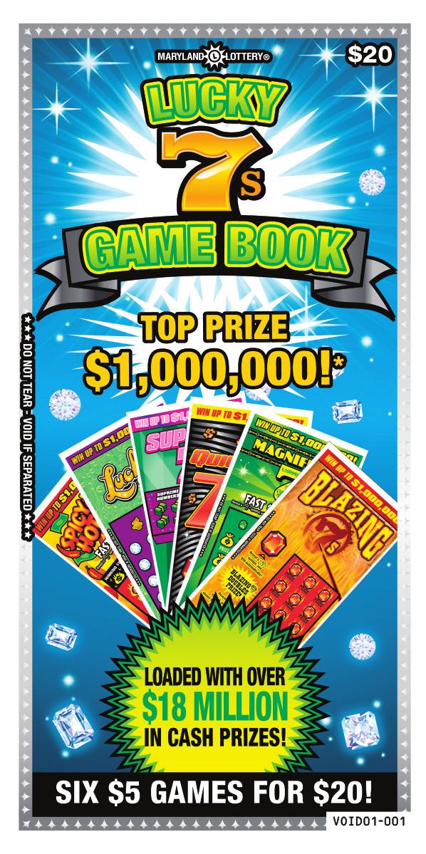 Remember, the Lucky 7s Game Book is considered a single ticket so please make sure to tell your customers not to tear the individual scratch-offs out of the book; the game is VOID if separated!