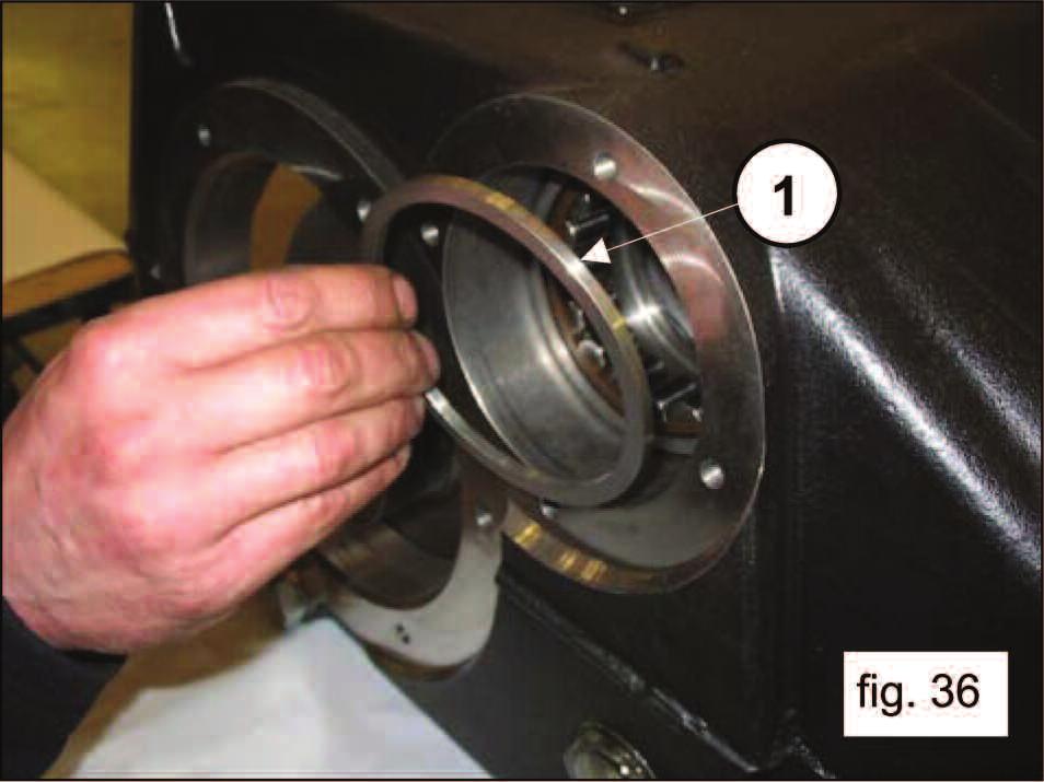 Slip the internal bearing rings off the PTO shaft (pos. 1, fig.