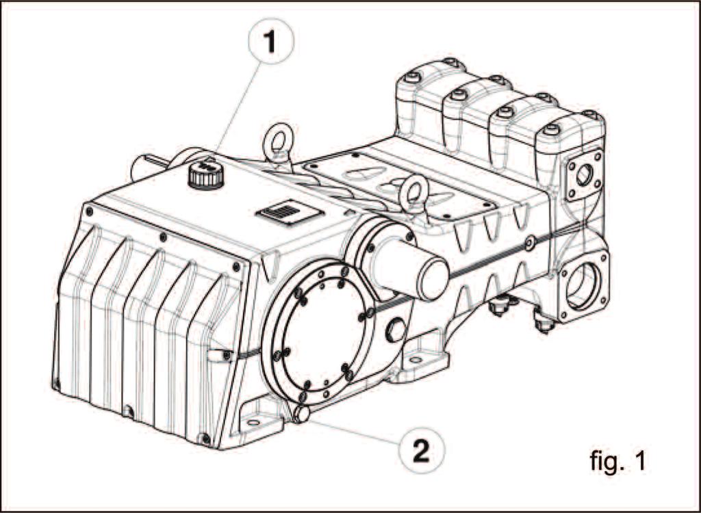 from the crankcase. To remove the oil, remove the oil fill plug, pos. 1, fig. 1 and then the drain plug, pos.