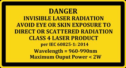 3 μm Labeling Laser Safety The Lumentum pump laser module emits hazardous invisible laser radiation.