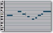 The small horizontal bar created with each mouse click is a MIDI note. The location and length of each note determines when, and for how long, you ll hear the sound.