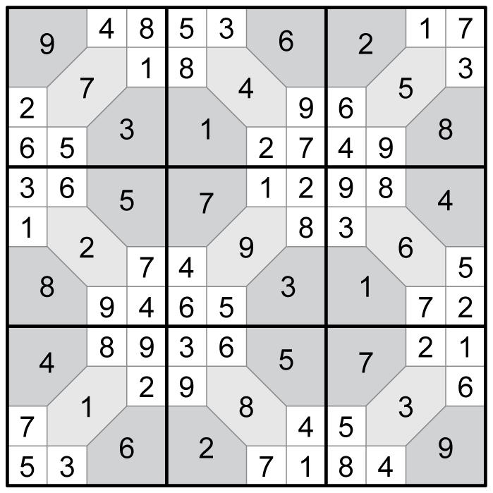 Tile Sudoku (Wei-Hwa Huang) 10 points Follow Classic Sudoku Rules for each of the 12 rows, 12 columns, and the nine outlined 4x4 regions.
