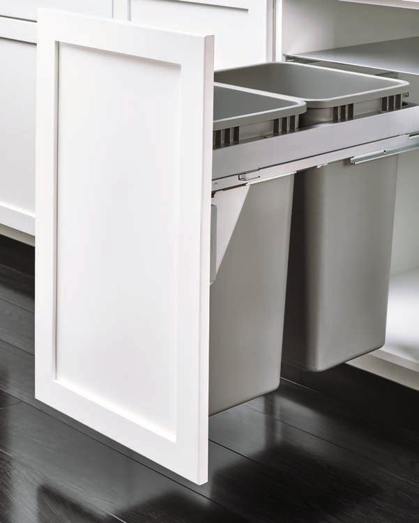 TWCSC SERIES SERVO-DRIVE touch-to-open Rev-A-Shelf presents a complete waste container series with a pre-assembled TANDEMBOX frame, easy-to-clean wood insert and soft-close slides.