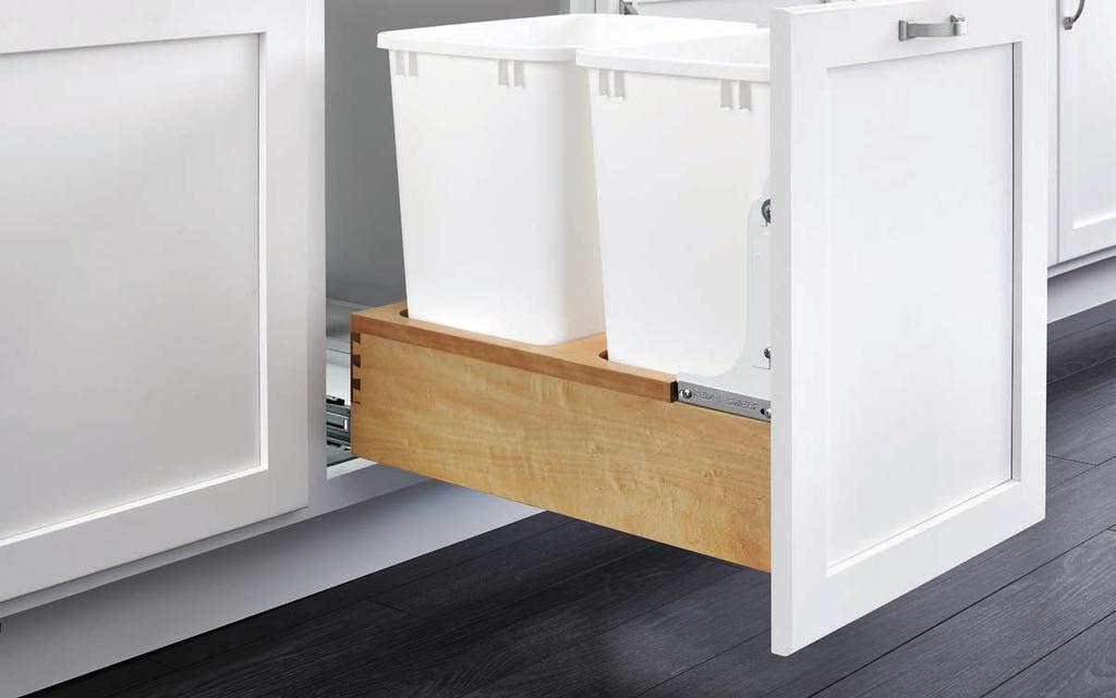 4WC-18DM2 FEATURING concealed runners with BLUMOTION soft-close 4WC SERIES Our 4WC Series waste containers are crafted to bring style and affordability to your kitchen designs with maple dovetail