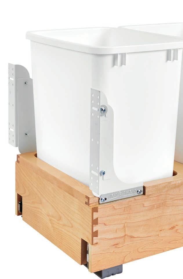 polymer containers, available in metallic silver or white 2 slide configurations available - Single and double 35 qt. containers include full-extension, ball-bearing, 150 lb.