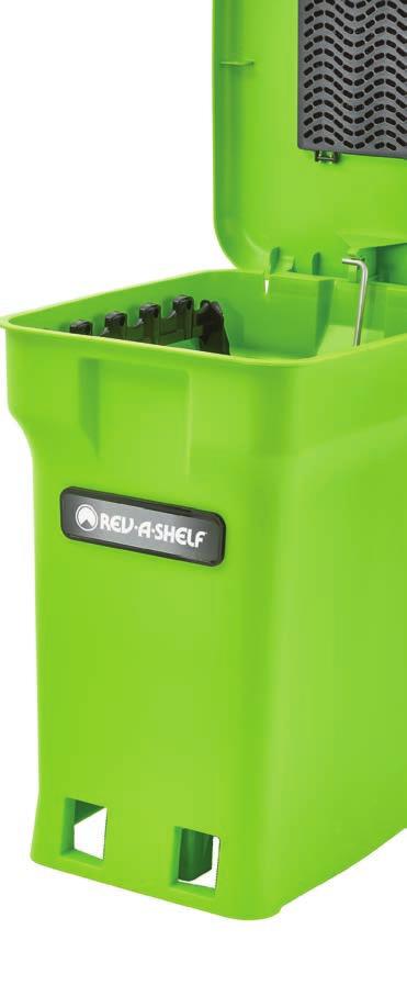 polymer waste container designed for 18 base cabinets Full-extension with 3/4 over-travel,