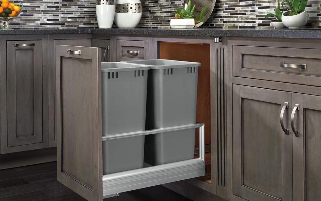 5149 SERIES Update your kitchen with our 5149 Series aluminum frame waste containers, which feature Rev-A-Motion TM technology, fully adjustable door mounting brackets and a multitude of
