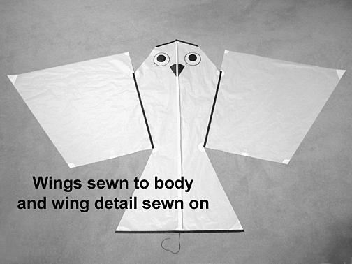 10 Decorative detailing wing/body detail: Using the narrow 1/2" edge binding, position it on top of the seam between the body and the wing.