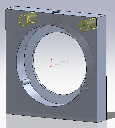 4 Select the front face of the part and open the Hole Wizard tool, this time selecting the Hole Type as Hole.