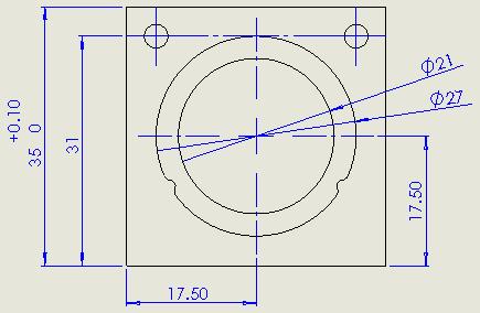 Whilst having a radius dimension here is okay, we can change this to a diameter for more clarity by selecting the dimension (it should turn green) and then in the
