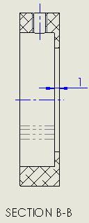 Next, using this tool, draw a vertical line from a little above the centre point of the top edge of the front view,