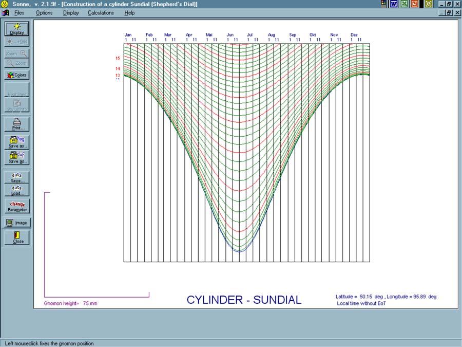 2 The Sundial Primer created by Figure 1: SONNE Cylinder Sundial Design Start up DeltaCad. Select File and then Open.