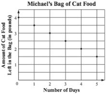 1 Michael bought a 4-pound bag of cat food. He fed his cat the same amount of food from the bag each day, as shown in the graph below.