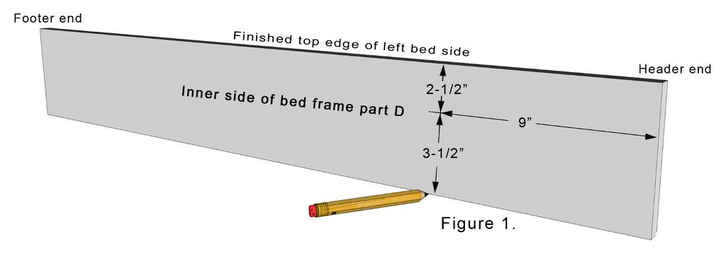 Construction Guide Queen, Double & Twin Vertical 16 Section 6: Attaching the Hardware to the Bed Frame Side Rails Step 1 Left bed