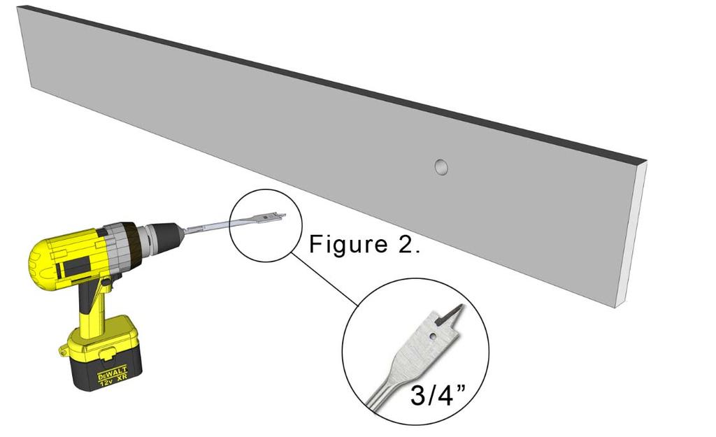 Measure and mark as shown in figure 1 on the inner side of the left bed frame side. Note the orientation of the bed frame side.