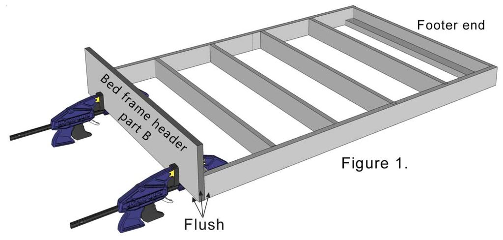 Construction Guide Queen, Double & Twin Vertical 23 Section 9: Mounting the Header & Footer to the Inner Bed Frame The steps below show how to attach the bed frame header to the inner bed frame.