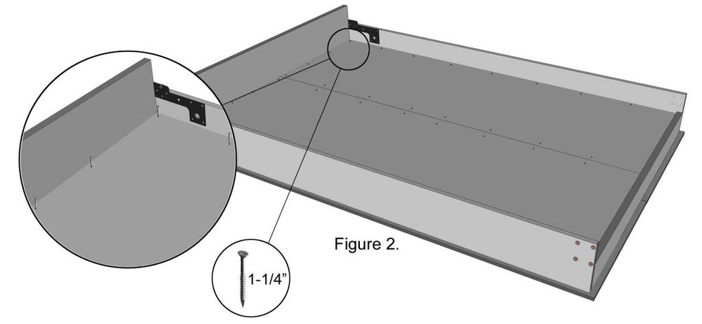 Construction Guide Queen, Double & Twin Vertical 29 Section 13: Installing the Mattress Support Panel(s) Step 1 Note: Twin bed only has 1 mattress support panel. Same steps apply.