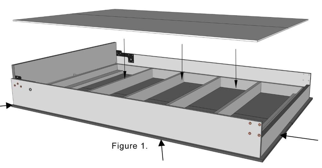 Step 2 1/2 lip on both sides of bed frame. 3/4 lip on footer end. You can use #8 1-1/4 wood screws to secure the mattress support panel(s) to the inner bed frame as shown in figure 2.