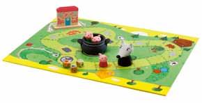 Game rules A Game of cooperation Age : 5-9 years Number of player : 2 to 4 Contents 1 Woolfy game board 3 differently coloured little pig pieces 1 wolf piece 1 cooking pot (with space for the 3
