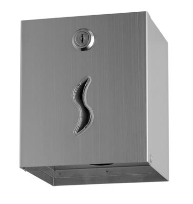 steel INTERFOLD TOILET TISSUE DISPENSER : 133 (L) x 120 (W) x 270 (H) mm : up to 500 sheets interfold toilet tissues REF. 105026 - AISI 304 polished s.steel REF. 105028 - AISI 304 brushed s.steel REF. 105029 - AISI 430 polished s.