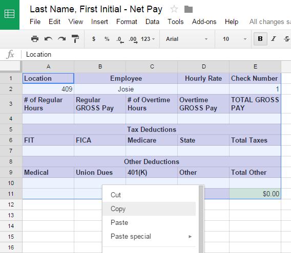 Now that you have all of your formulas set up, you will be completing 4 more pay